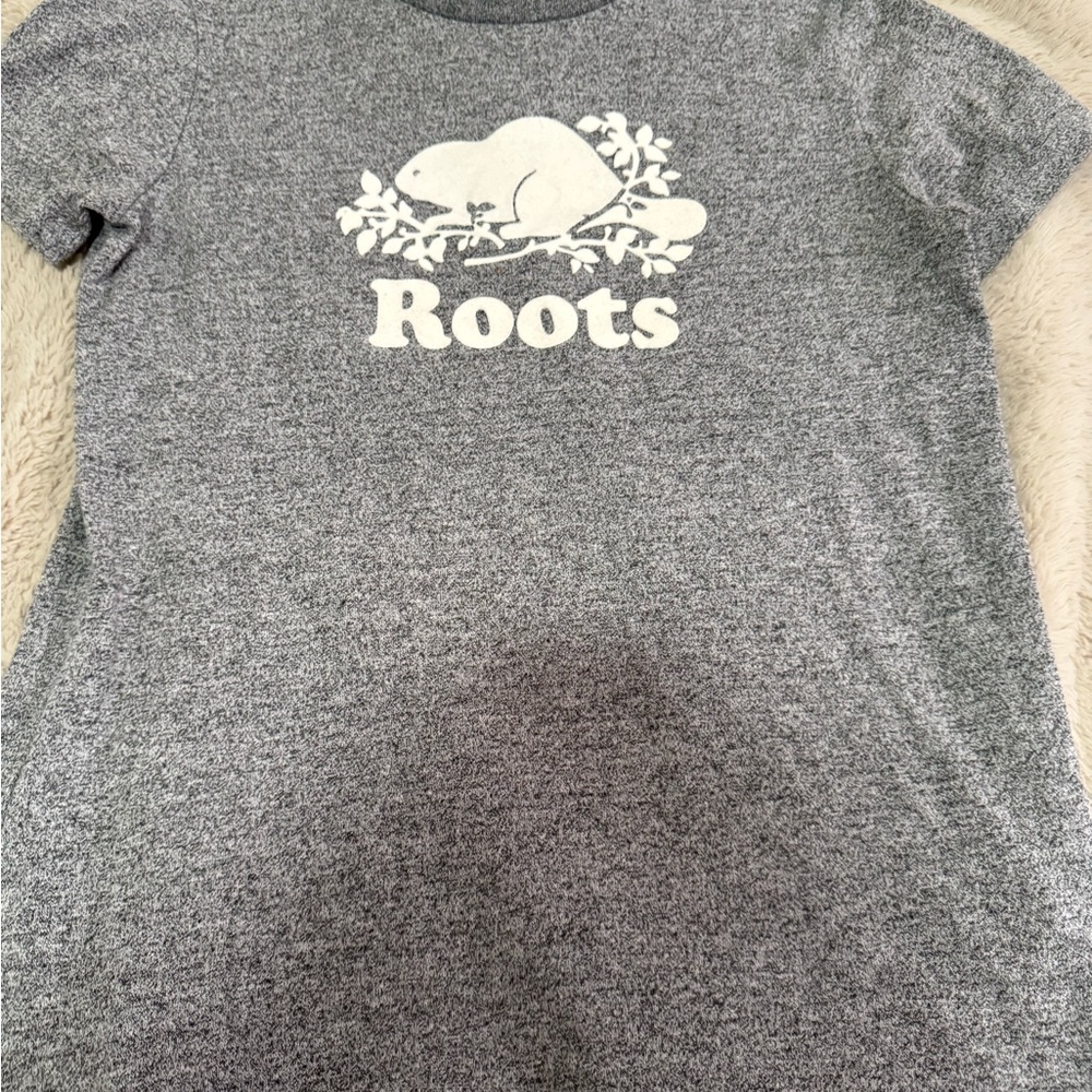 Roots Heather Gray Tee with White Logo